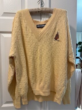 Vintage Scottish Isle Golf V-Neck Knit Sweater - Men's